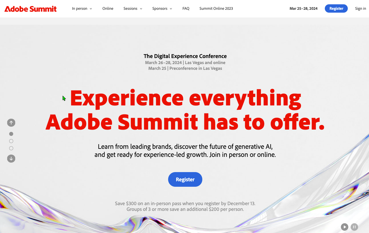 Event Landing Page Examples - Adobe Summit