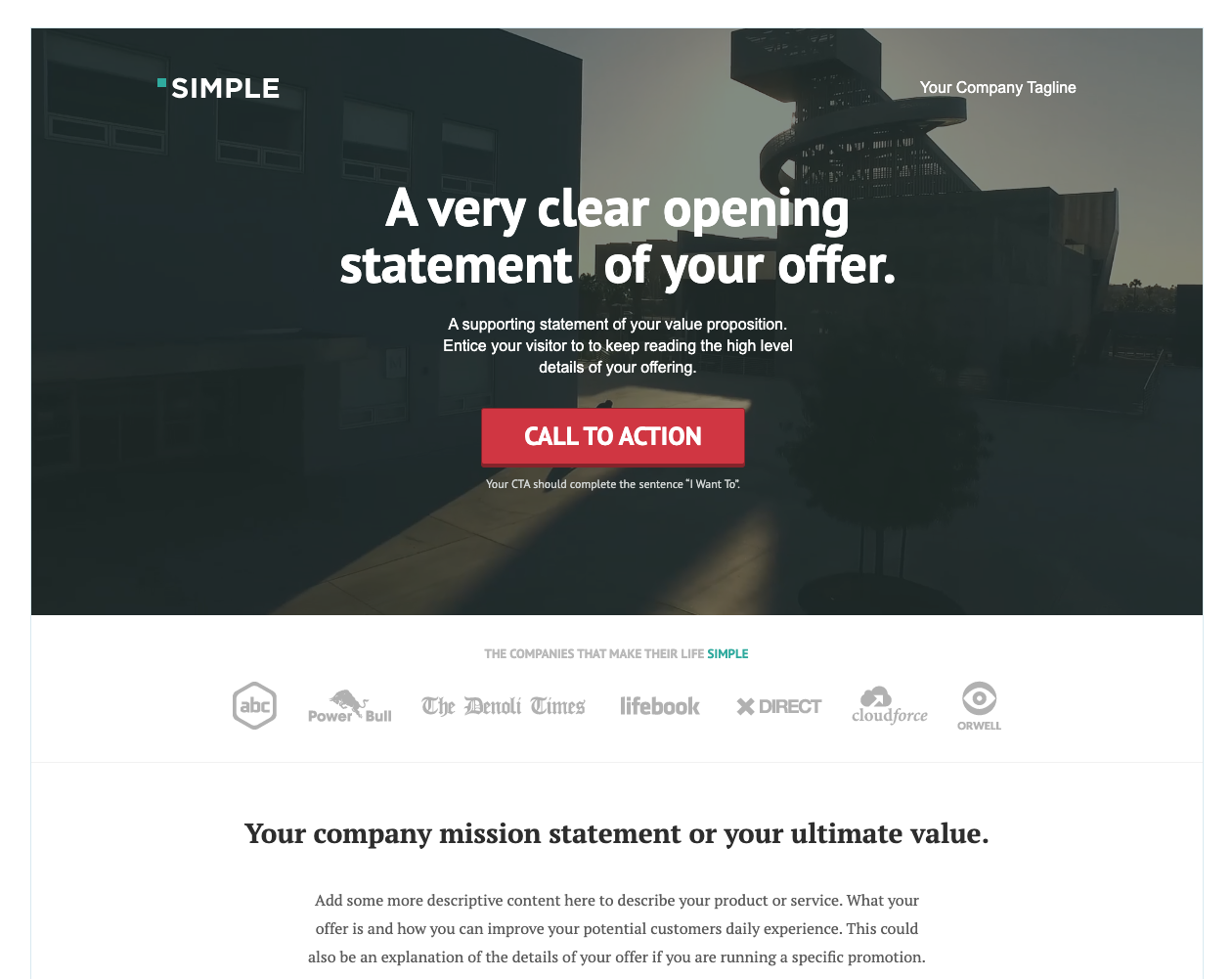 Unbounce's simple Product landing page template with video