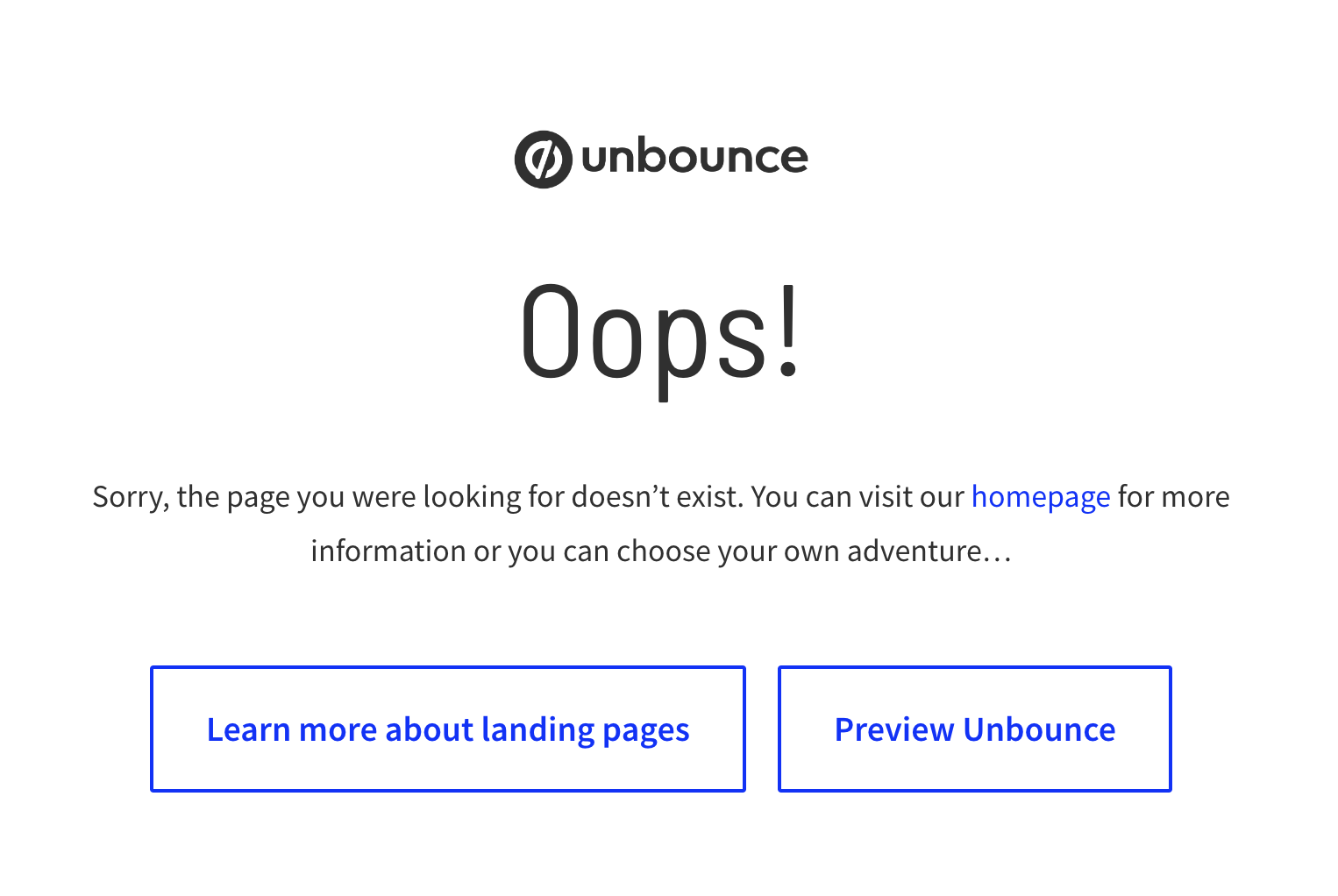Unbounce 404 landing page example