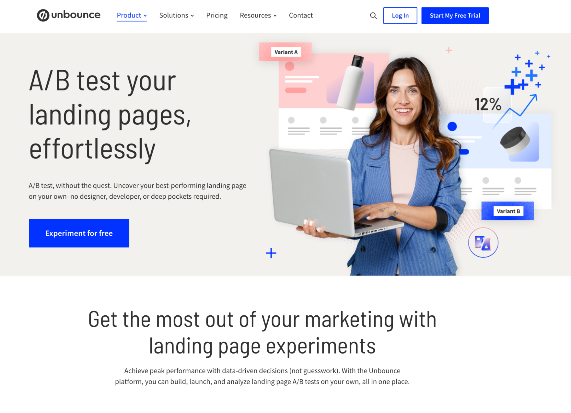 Unbounce's A/B testing tool image